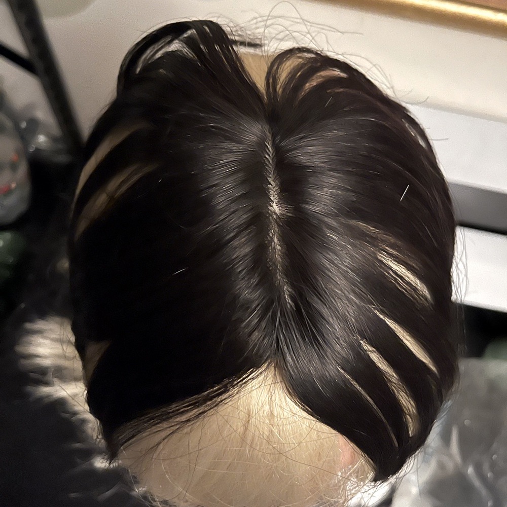 Dark hair topper with clips